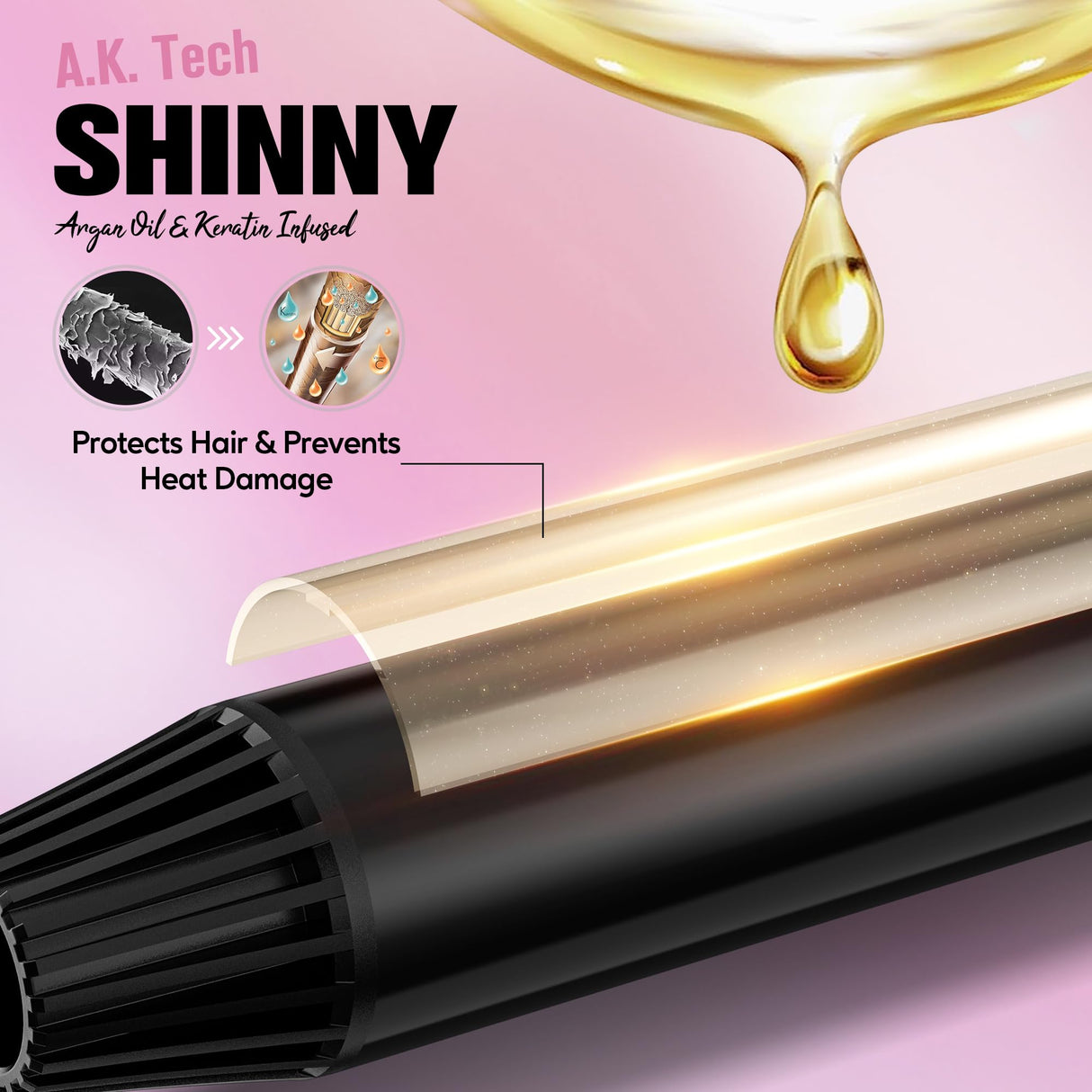 FARERY Long Barrel Curling Iron 1 1/4 inch, 1.25 Inch Curling Iron for Long Hair, Infused Argan Oil & Keratin, Lasting Styling, 11 Adjustable Temp, Include Clips & Silicone Pad