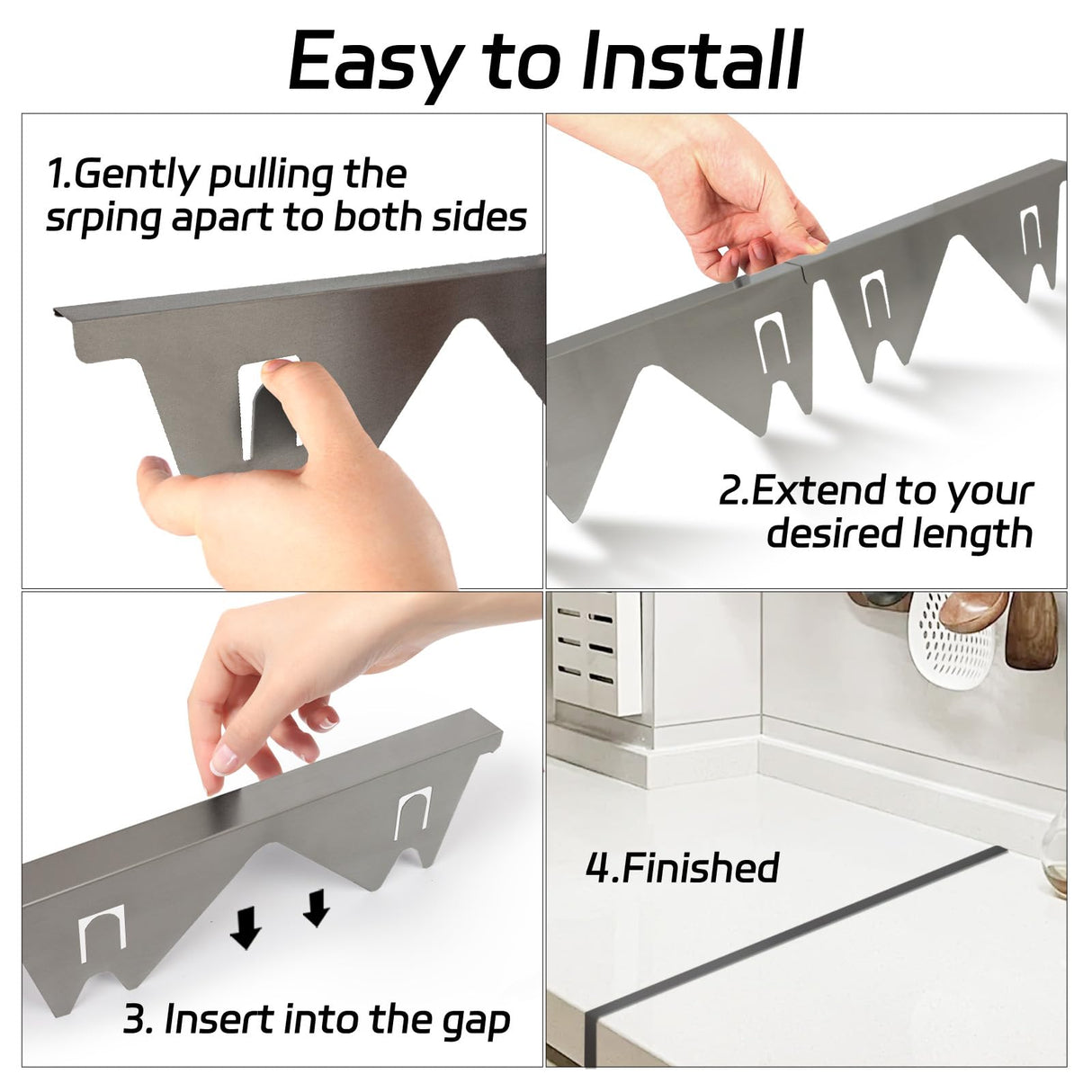 Stainless Steel Stove Counter Gap Cover (2 Pack), Oven Gap Filler, Stove Gap Filler for Kitchen, Range Trim Kit, Easy Clean with Heat Resistant, Adjustable Length 13.8” to 27.6” 1