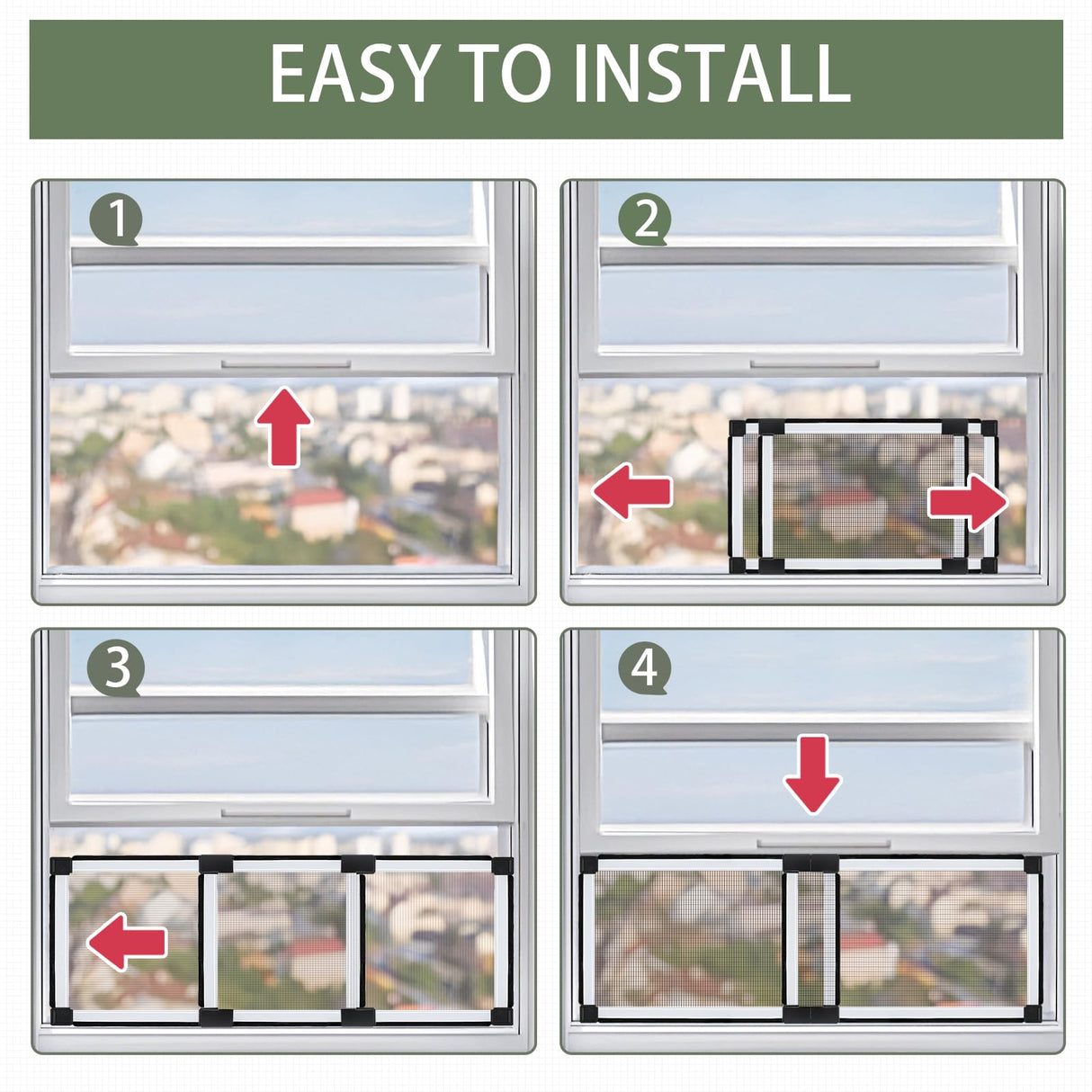 FLYZZZ Adjustable Sliding Window Screen Horizontal (15.74 ''H x 21-40''W) 2 Packs Expandable Window Screen Replacement for Home Medium