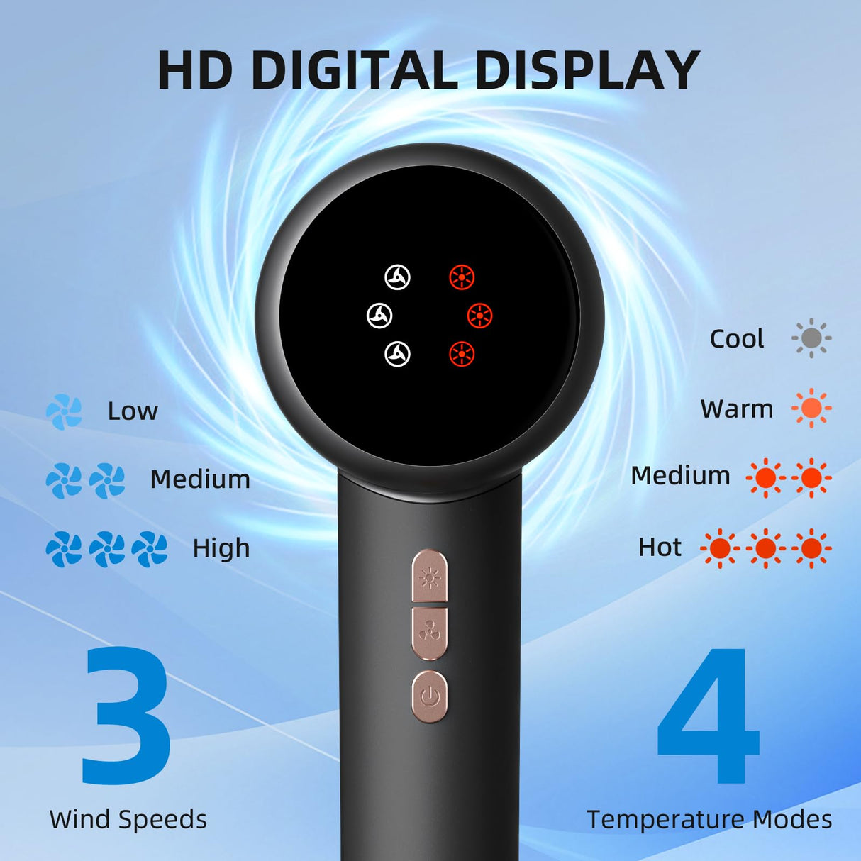 Hair Dryer, 160000RPM Fast Drying Blow Dryer, 500 Millions Negative Ionic High Speed Hair Dryer Professional Care Blow Dryer, Thermo-Control Low Noise with Magnetic Nozzle & Diffuser, Gray