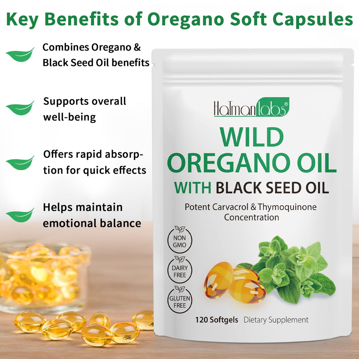 newseel Oil of Oregano with Black Seed Oil, Organic Oregano Oil Softgels,Oregano Oil Capsules Organic,Non-GMO, Gluten Free,120