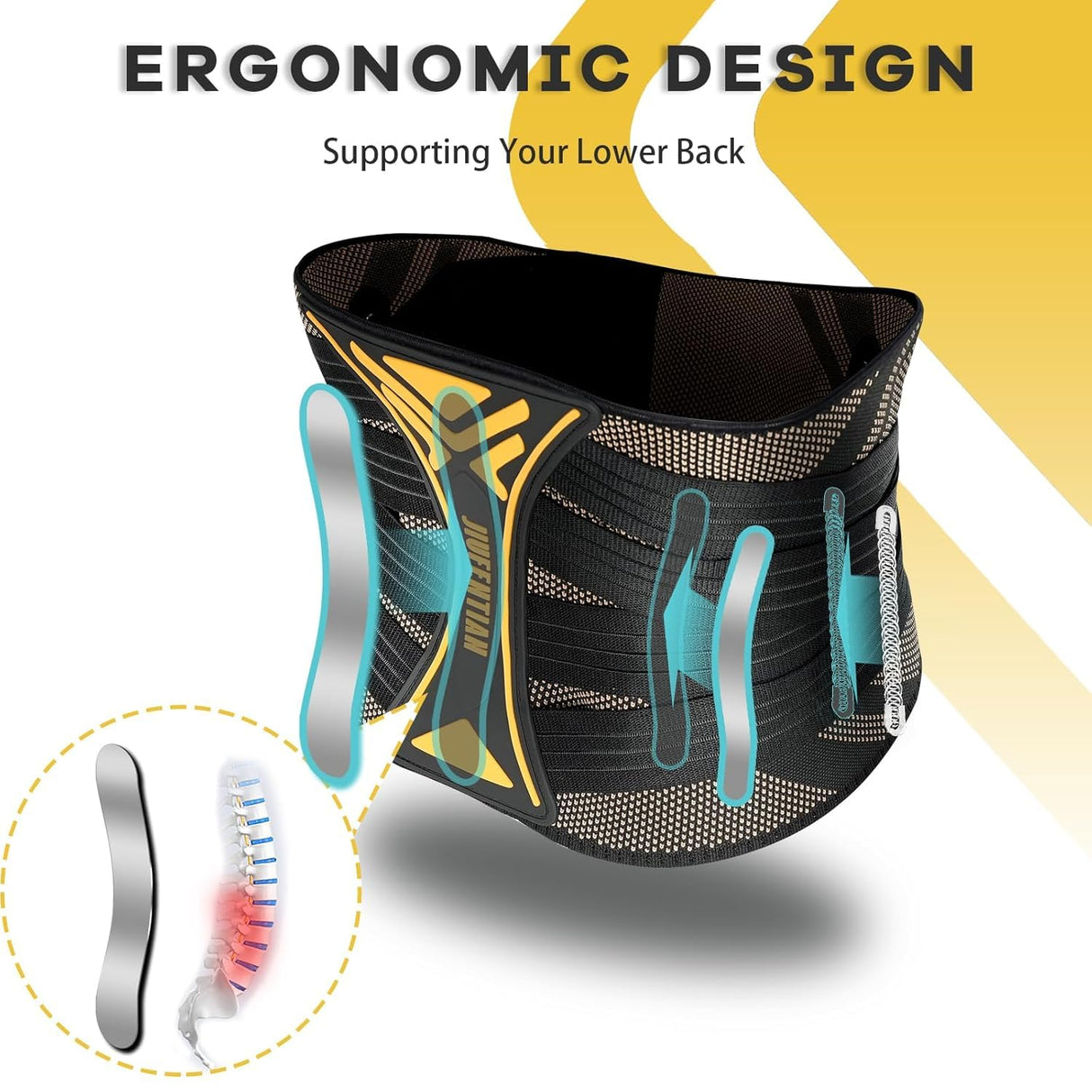 JIUFENTIAN Copper Back Braces for Lower Back Pain with Support System - Lower Back Brace for Herniated Disc,Lumbar supports for Sciatica, Scoliosis,Heavy Lifting and Work(X-Large)