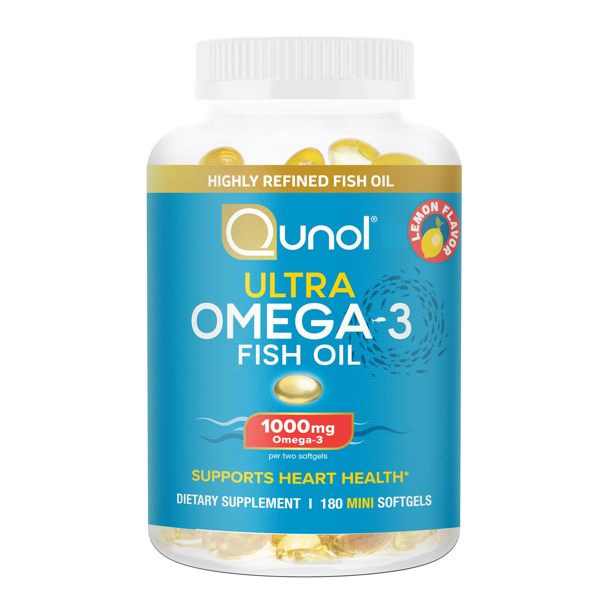 Qunol Ultra Omega-3 Fish Oil Mini Softgels, 1000mg EPA + DHA, 180ct