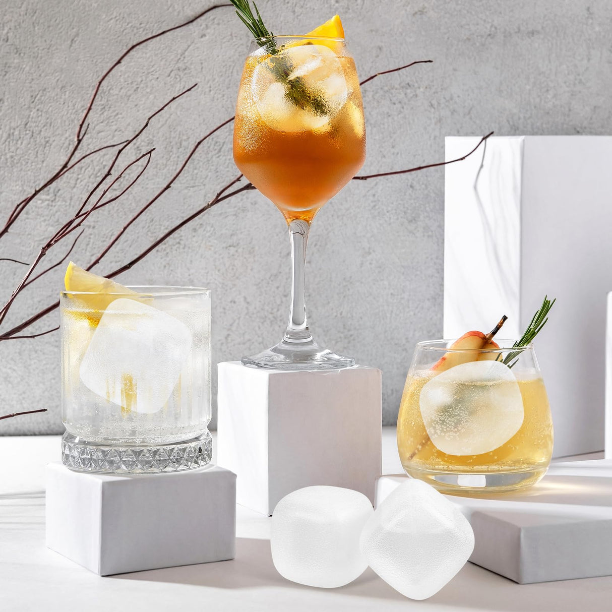 Extra Large Reusable Ice Cubes for Drinks(2” Sq.) - 6 Pack BPA-Free Plastic Ice Cube for Coolers- Chills Drinks Without Diluting Suitable for Large Containers, Water Pitchers