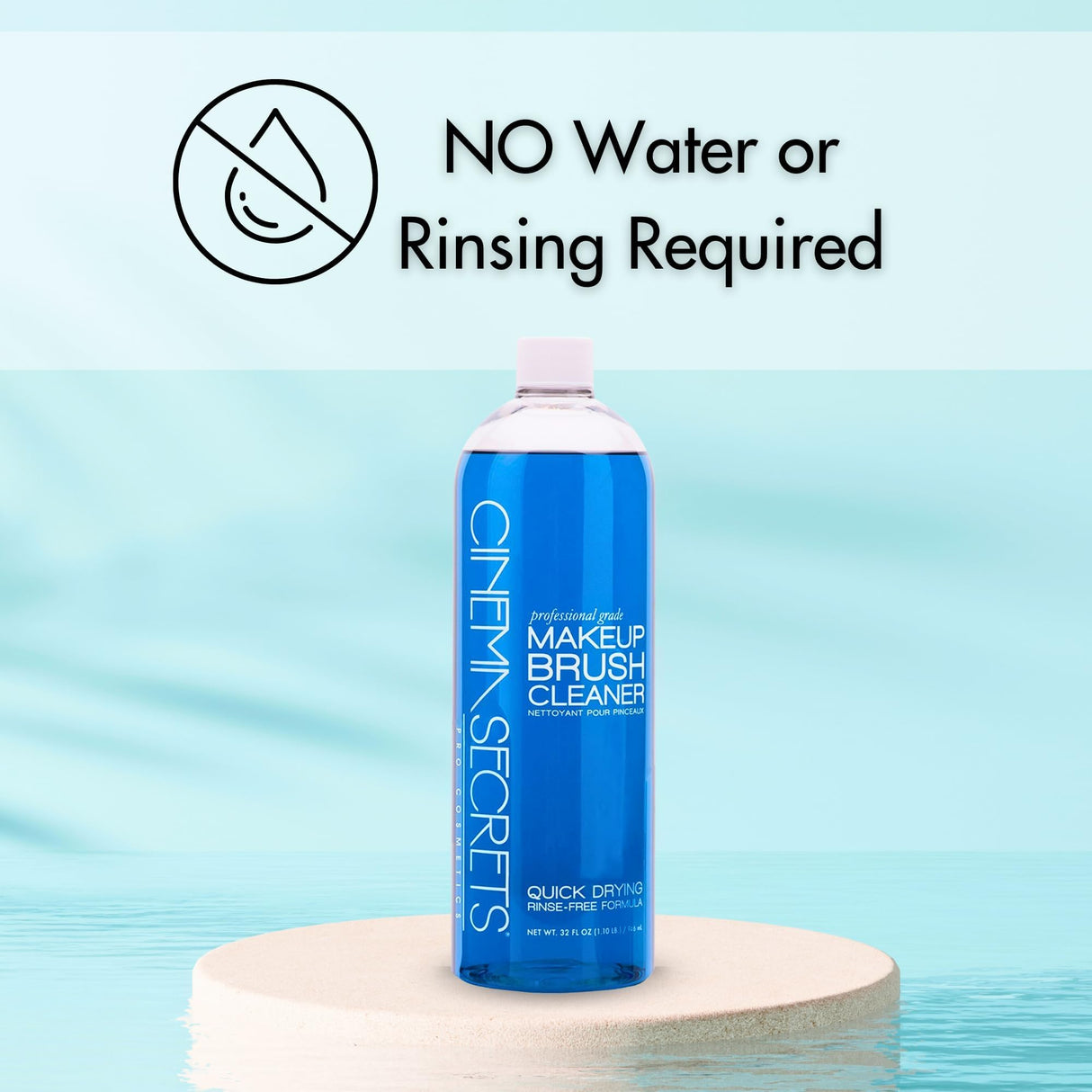 Cinema Secrets Original Blue Vanilla Makeup Brush Cleaner Solution - Professional Cleanser for Makeup Brushes - Quick-Drying, Rinse-Free Formula - Removes Stubborn Waterproof Make Up (32 fl oz)