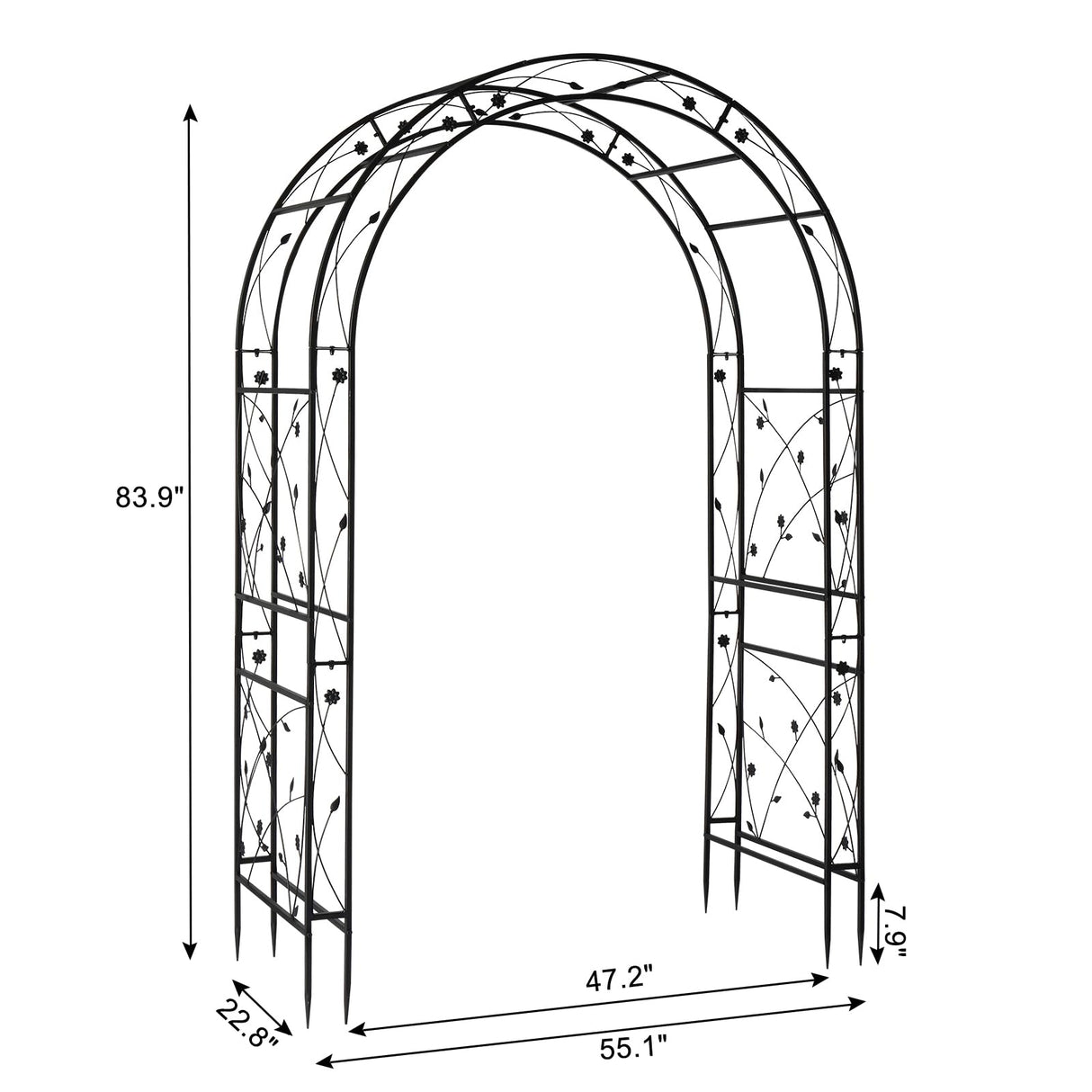 VINGLI Garden Arbor, Arch for Wedding Ceremony Party, Christmas Garden Decor Steel Garden Trellis for Plant Climbing, Pergola for Garden, Backyard, Lawn (Black-59x84)