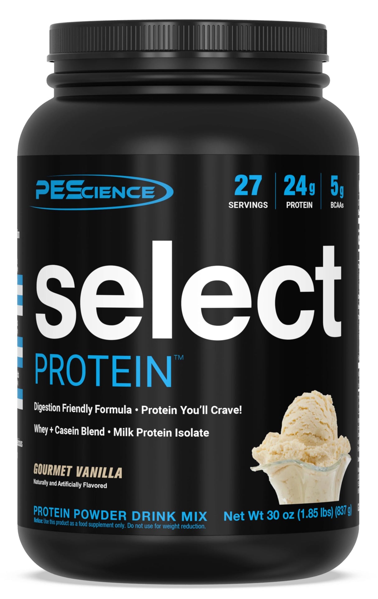 PEScience Select Protein Powder, Whey and Casein Blend, Clean Protein Powder for Women and Men, Low Calorie, Low Carb, Keto Friendly, Gluten Free, Gourmet Vanilla, 27 Servings