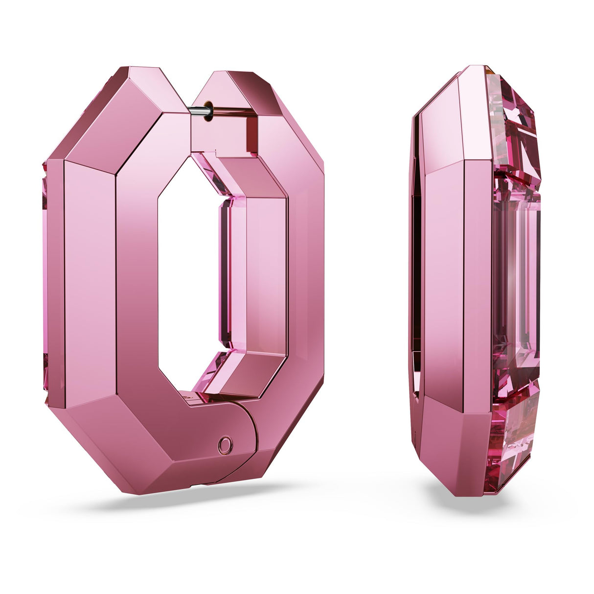 Swarovski Lucent Small Hoop Earrings, Pink Octagon-Shaped Crystals, Part of the Swarovski Lucent Collection