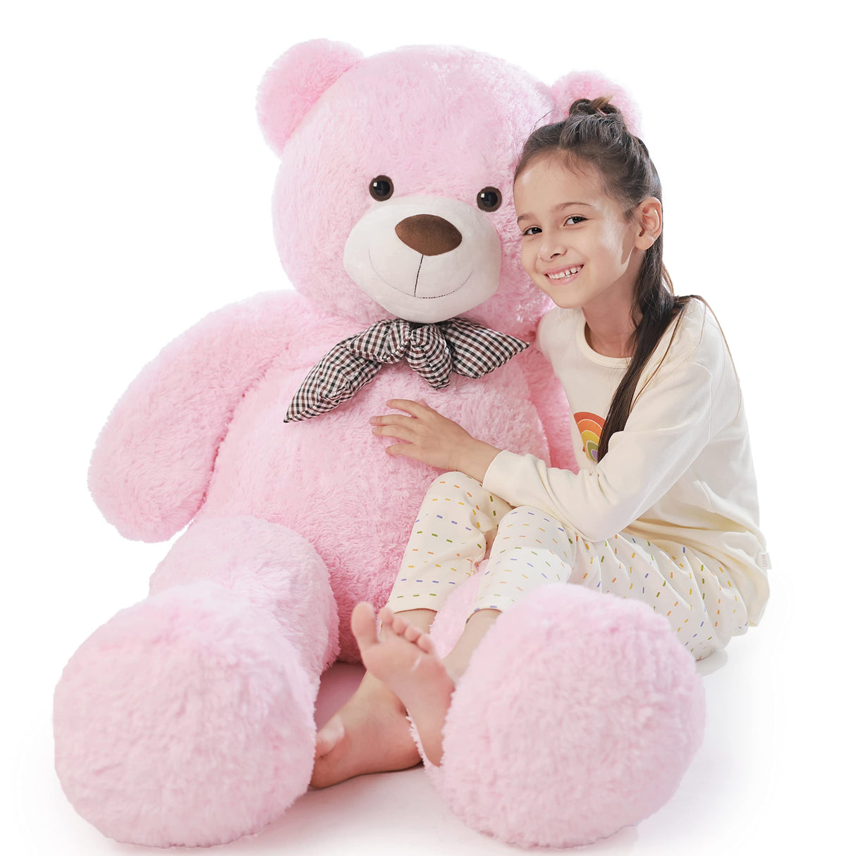 Poutmac Big Pink Teddy Bear 4Ft Giant Stuffed Animal Plush Toy for Girlfriend Women Kids for Valentines Christmas Birthday