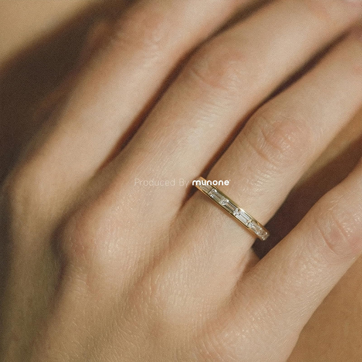 munone 2mm Channel Set Baguette CZ Eternity Wedding Band Ring for Women