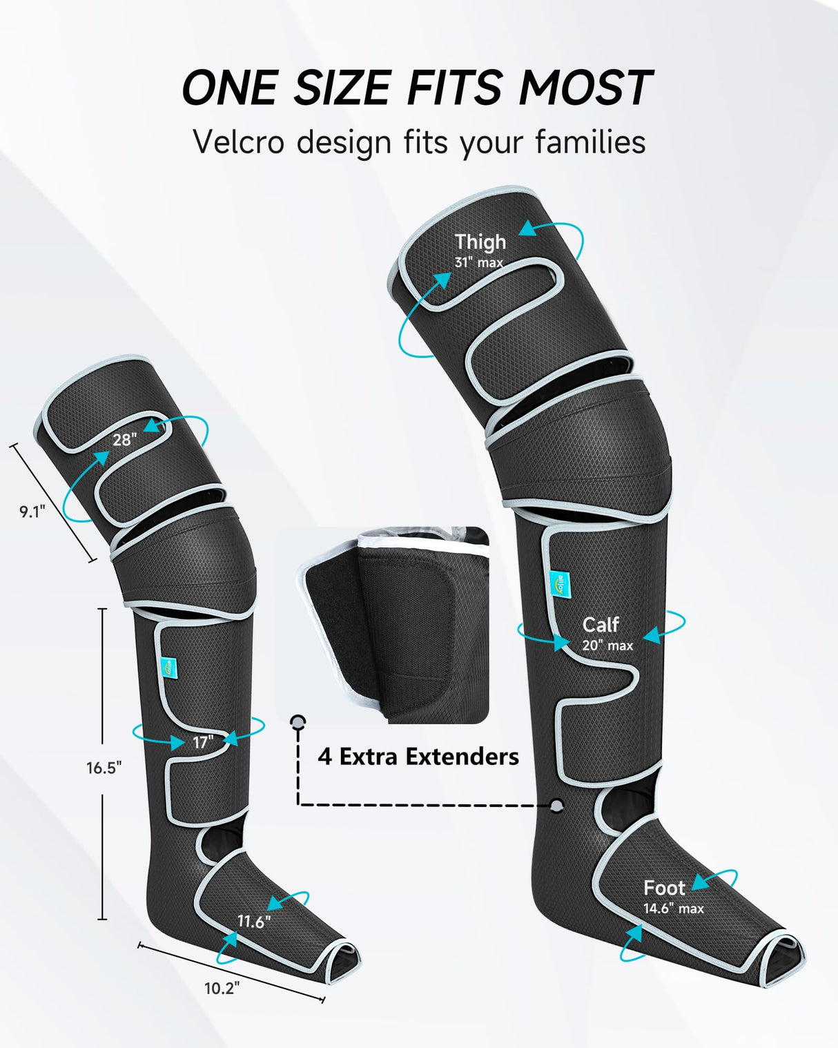 ALLJOY Leg Massager for Circulation and Pain Relief FSA, Gifts for Men Women Dad Mom, Leg Massager with Heat and Compression, 2 Heat 5 Modes 4 Intensities 4 Extenders