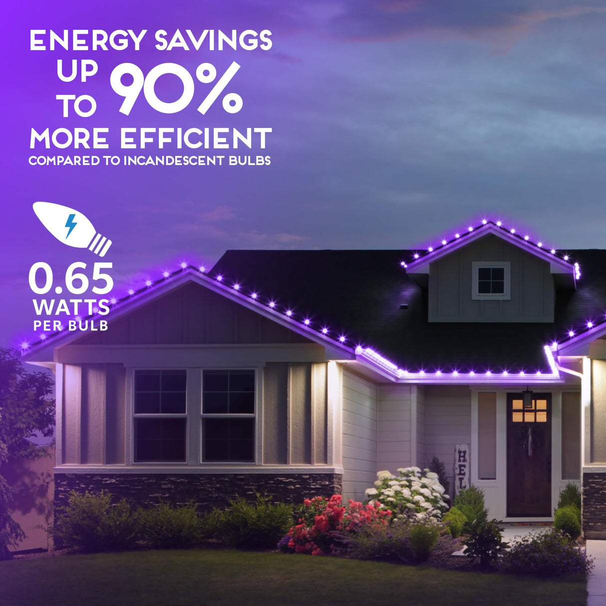 HLO Lighting Set of 25 Purple c9 Faceted LED Christmas Light Bulbs for Indoor & Outdoor Use | Durable Replacement Bulb