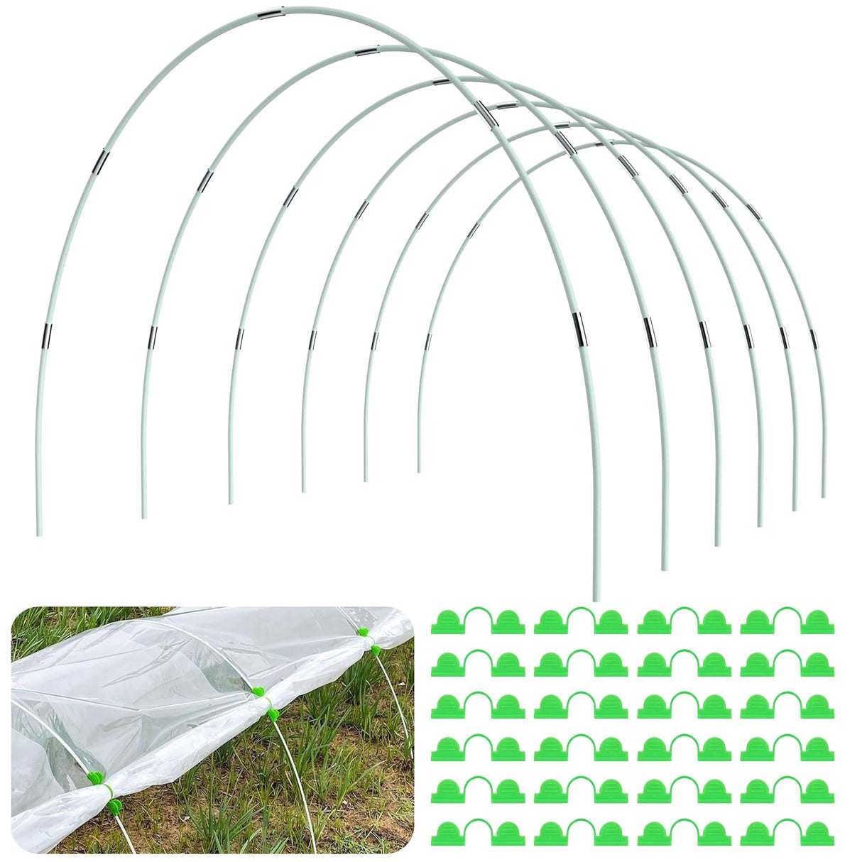Greenhouse Hoops for Raised Beds, 36pcs Fiberglass Garden Hoops Grow Tunnel