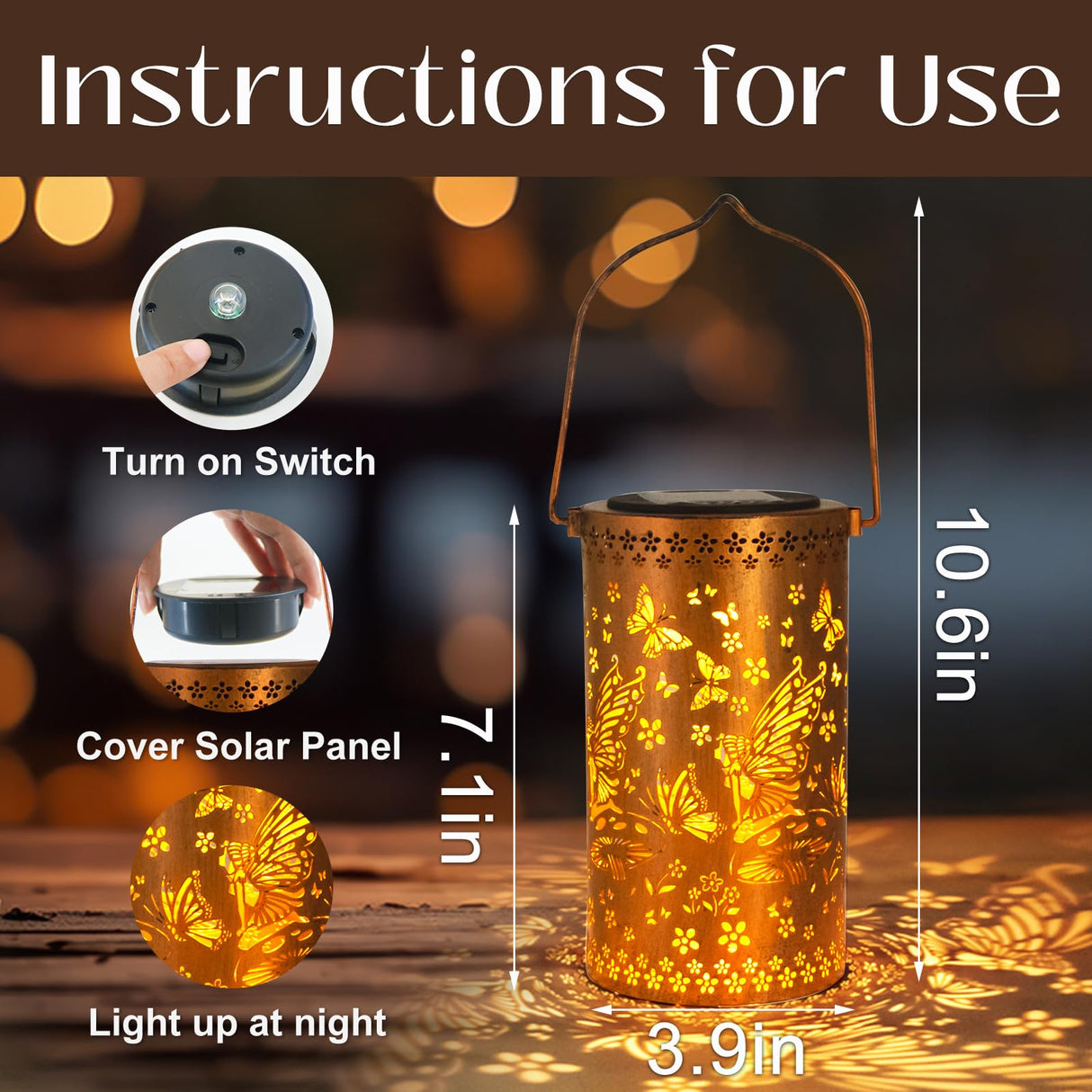 DIBIEECN Mothers Day Gifts for Mom, Birthday Gifts Grandma Ladies Solar Lanterns Outdoor Hanging Hollowed-Out Metal Waterproof LED Garden Decor Outside for Patio Yard Porch, Fairy, 1 Pack