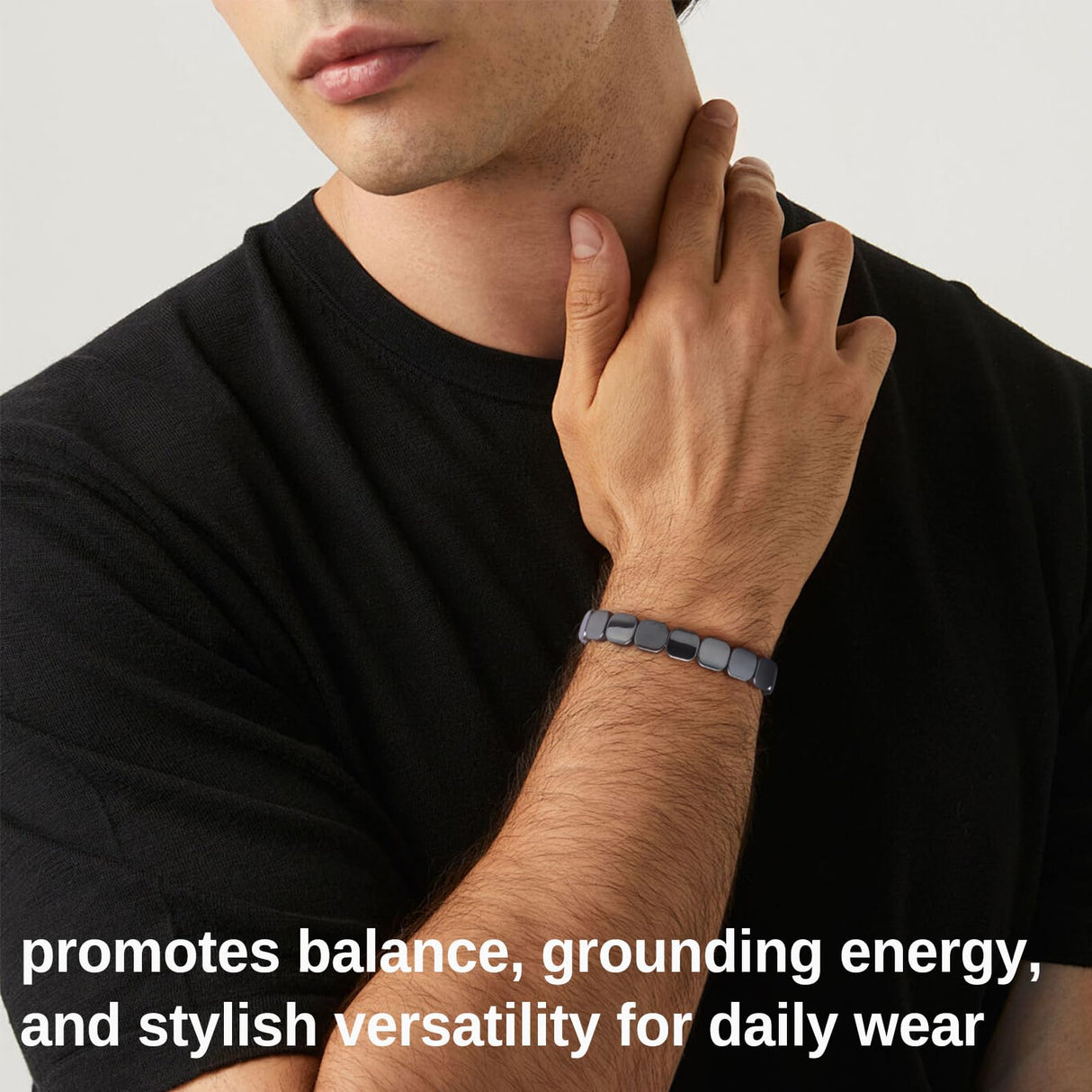 FINZOR 6Pcs Hematite Bracelet for Men Large Size Natural Stones Handmade Bracelets - Reignites Masculine Energy Male Healing Beaded Bracelets for Men Inspirational Easter Gifts A