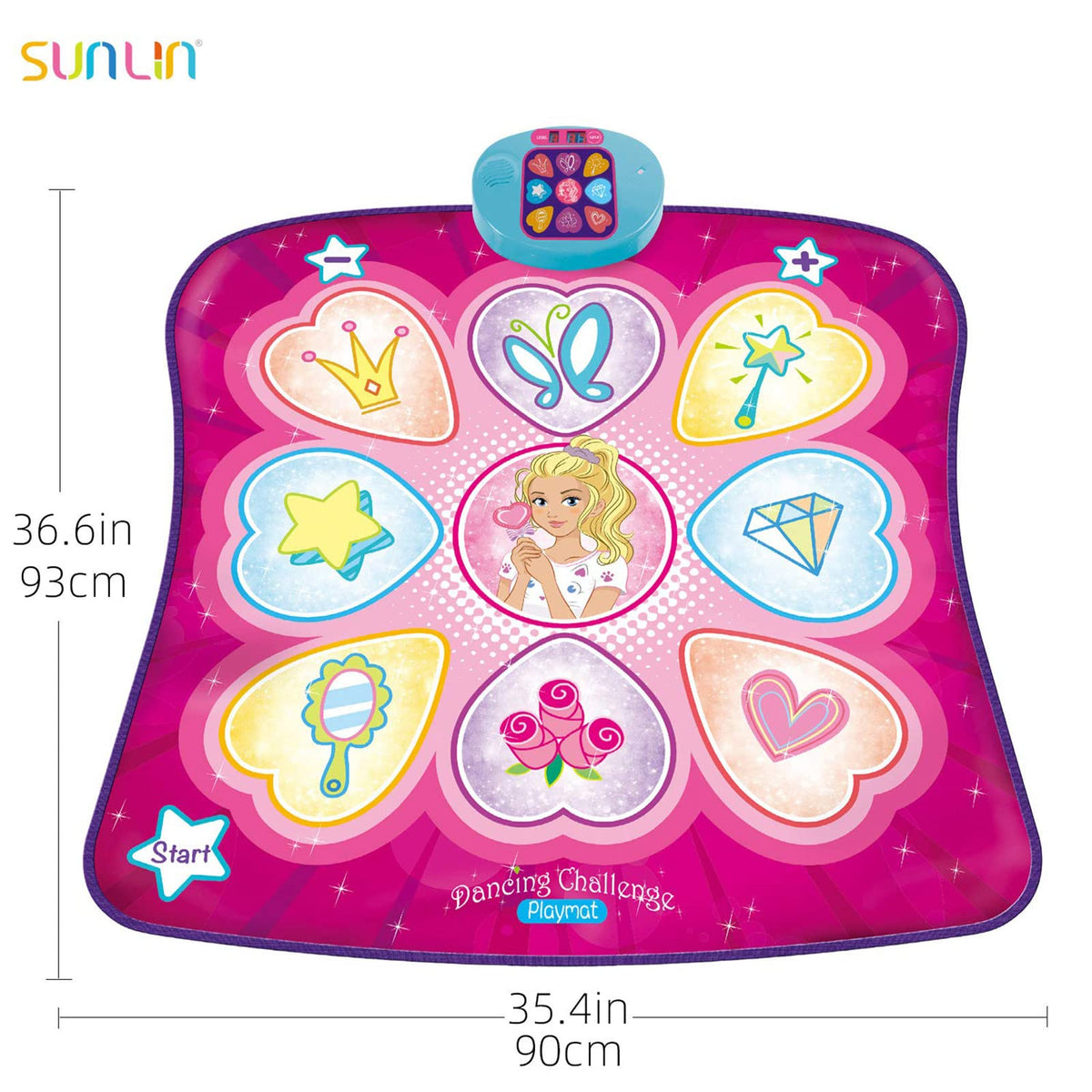 SUNLIN Dance Mat for Girls Ages 3-8, Interactive Dancing Game Pad, Pink