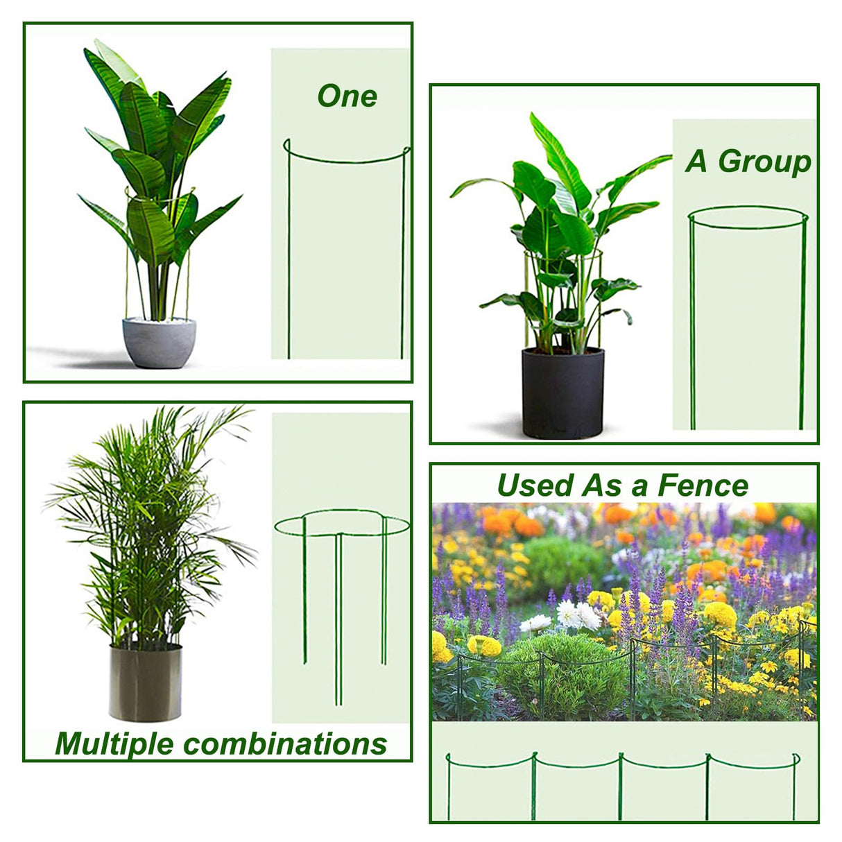 12 Pack Plant Support Stake, 16 Inch Peony Cages and Supports for Outdoor Plants, with 15 Pcs Plant Labels, 20 Pcs Plant Clips, 7ft Plant Ties