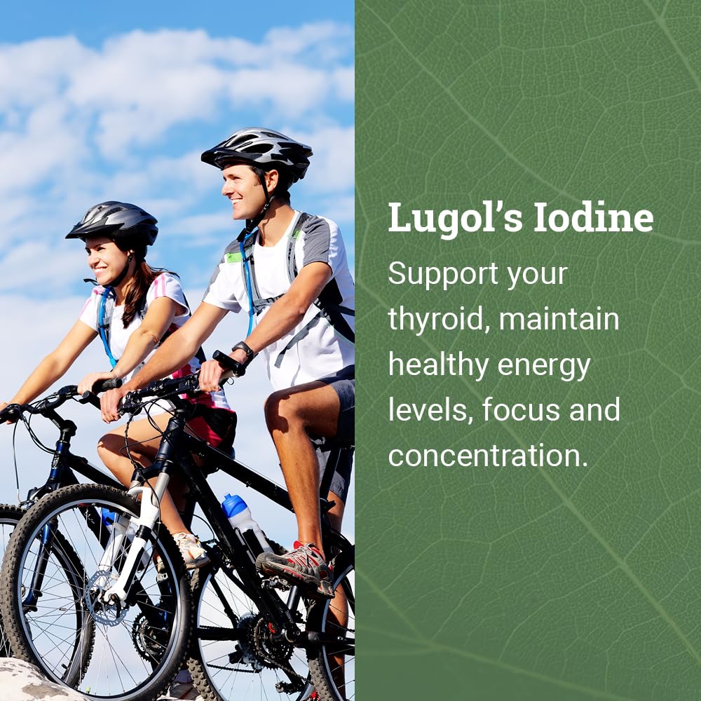 Organic Lugol's Iodine Liquid Drops Supplement - 2% Thyroid Non-GMO 2 Oz