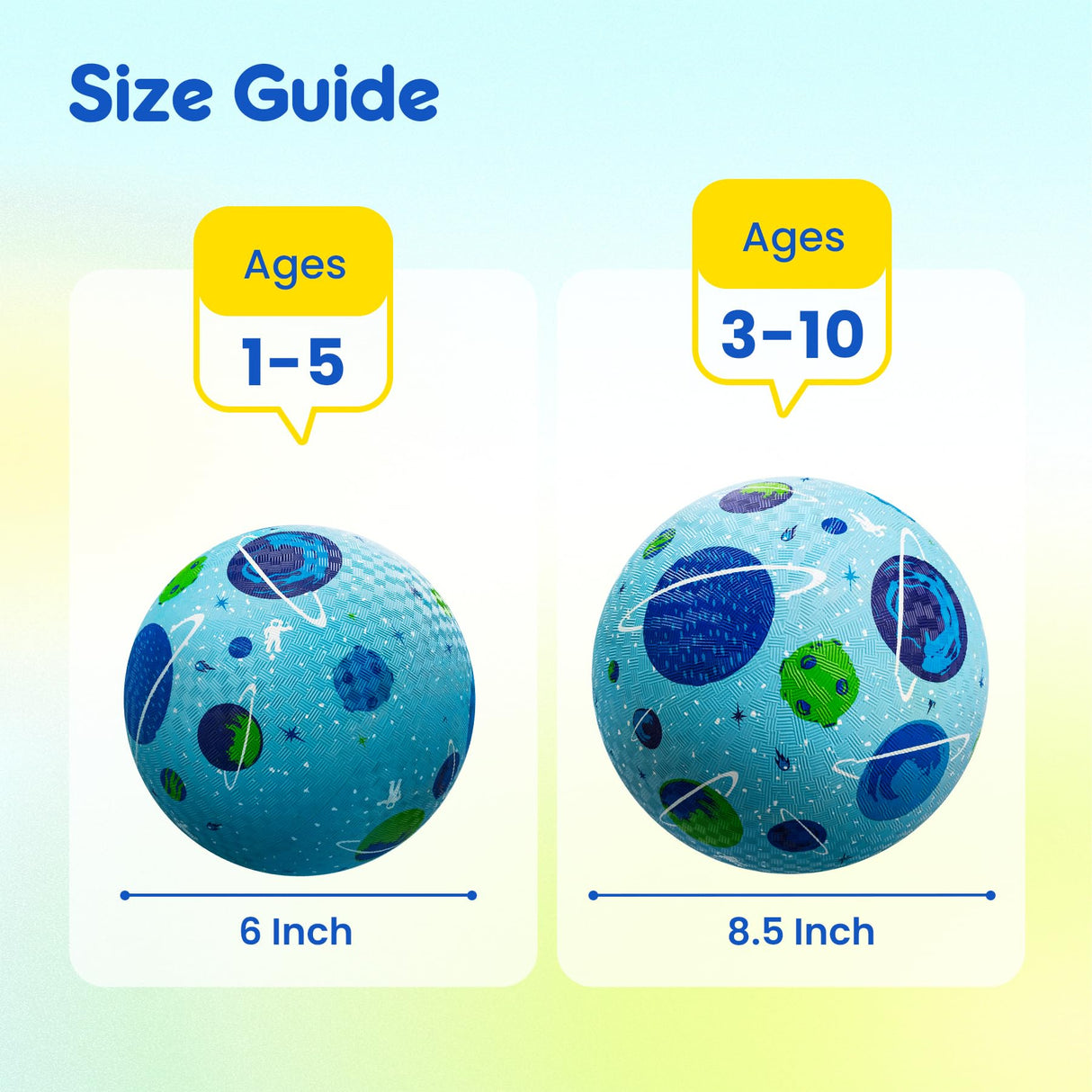 U&C Planet 2 Pack Playground Balls for Toddler Kids, 8.5 inches Cartoon Rubber Balls with Pump, Kickball Outdoor Indoor Game, Great Gift for Boys Girls Aged 1 Above, Operation Christmas Child Shoebox