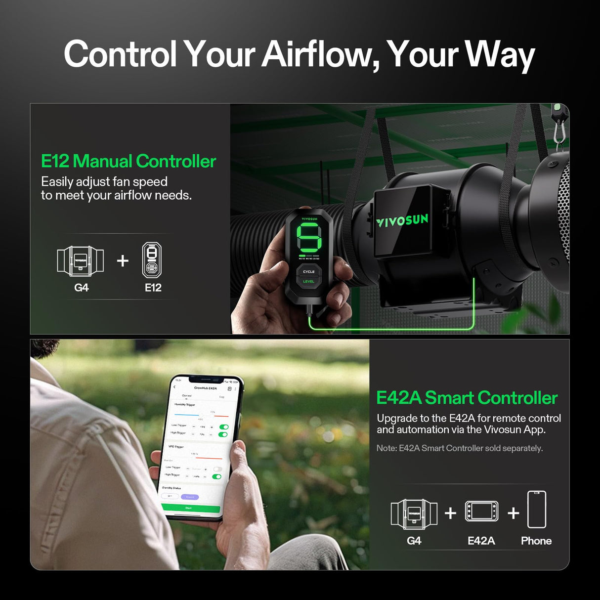 VIVOSUN G4 4" Inline Fan &Cycle Mode Speed Controller, 195 CFM Aerozesh Fan