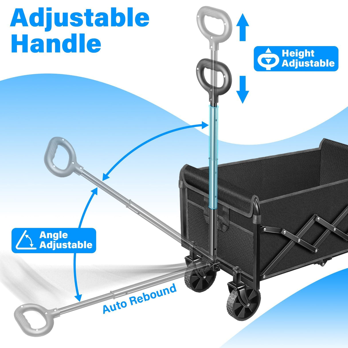 LIAPOTT Wagons Carts Foldable, Lightweight Collapsible Wagon Cart, 360lbs
