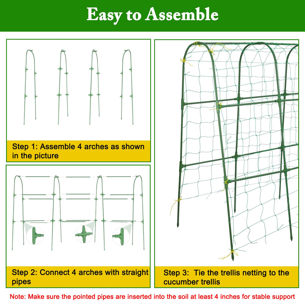 Tegarbed 48x46 in U-Shape Cucumber Trellis for Climbing Plants Outdoors