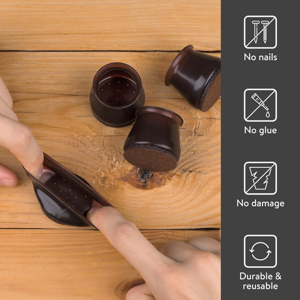 Aneaseit Chair Leg Floor Protectors - 16 pcs Dark Walnut - Felt Bottom Silicone Pads for Hardwood Floors & Furniture Feet - Rubber Caps for Chairs - Large