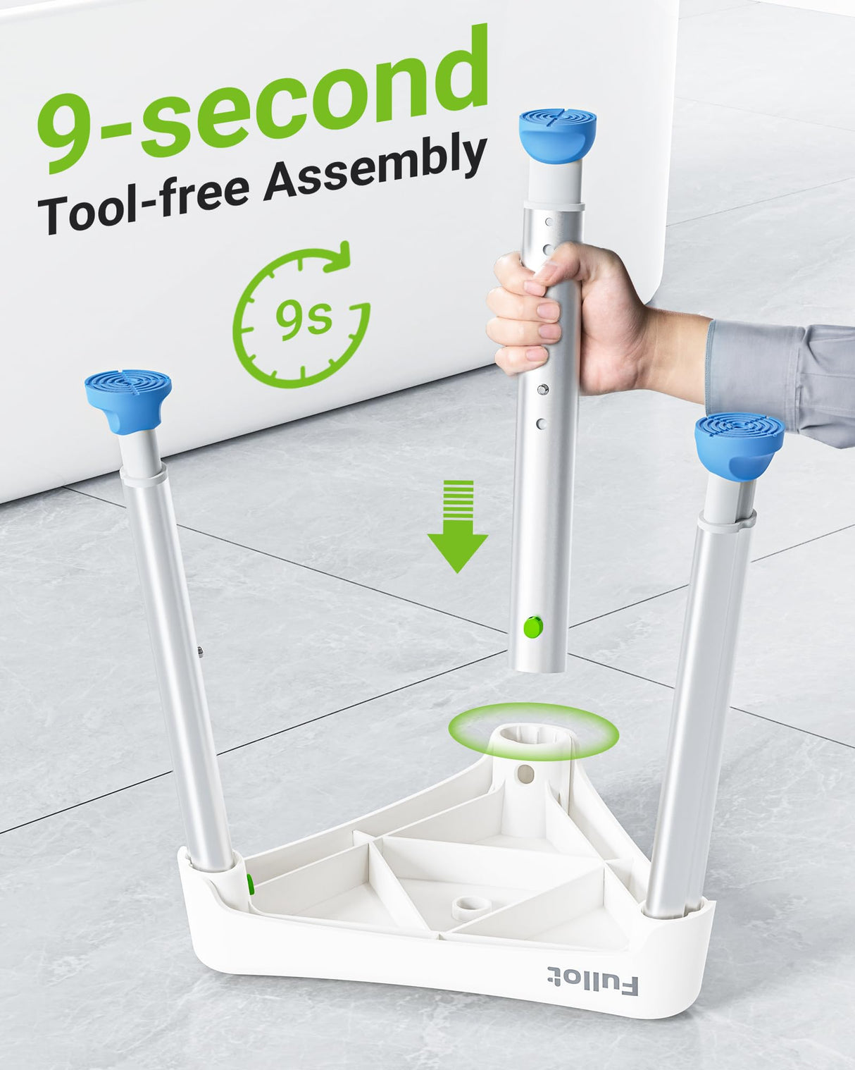 FULLOT Space-Saving Triangular Shower Chair for Elderly and Disabled, 400 lbs Adjustable Shower Stool Seat with Stable-Bracing, Non-Slip Bathtub Chair, Tool-Free Assembly, FSA/HSA Eligible