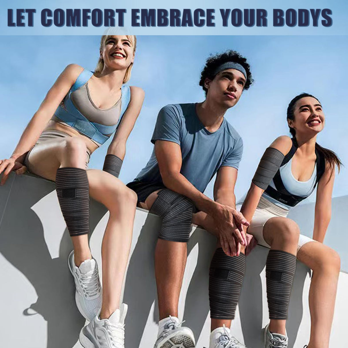 Zuscot 2 Pcs Hamstring & Thigh Compression Wraps, Adjustable Thigh Compression Braces, Quad & Thigh Support for Men and Women, Versatile Compression Bandages for Thigh, Knee, Calf, Arm