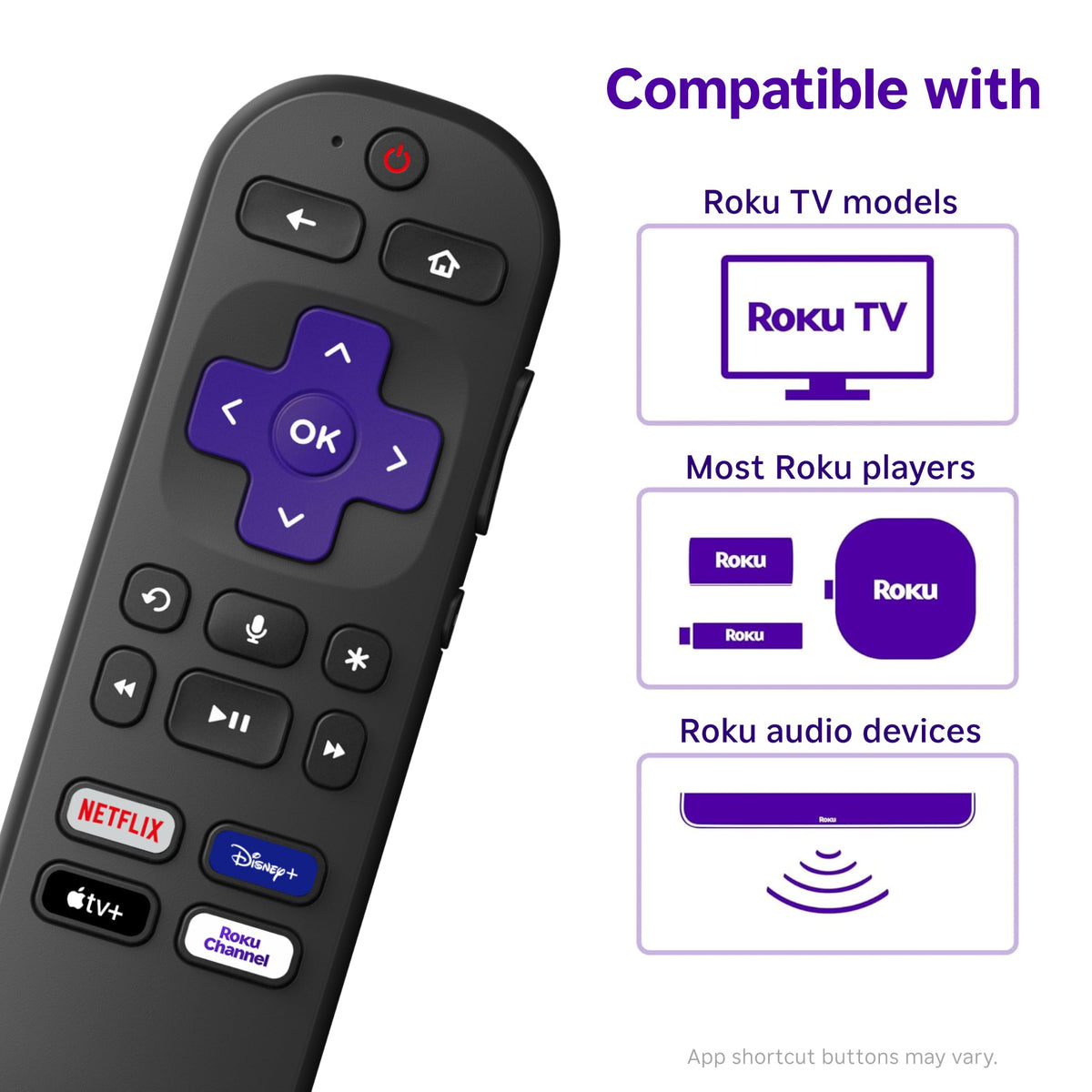Roku Voice Remote, Replacement TV Remote Control