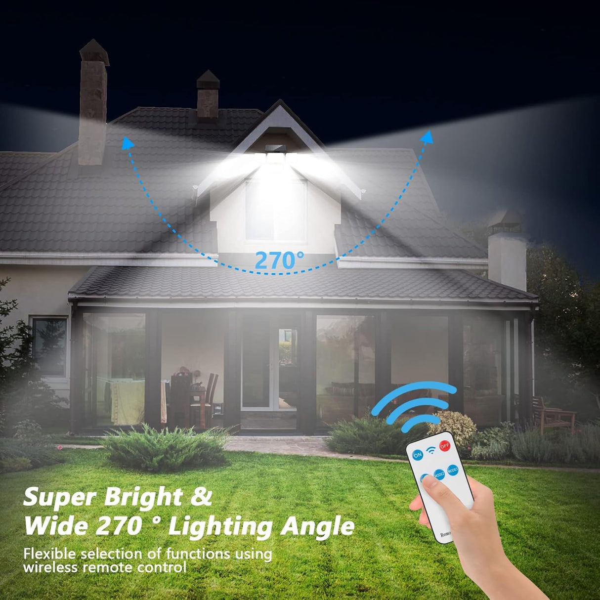 YSEAGA Solar Lights Outdoor, 288 LED 2800LM Motion Sensor Outdoor Light with Remote Control, 4 Heads IP65 Waterproof Solar Flood Security Lights for Outside Patio Wall -4PACK