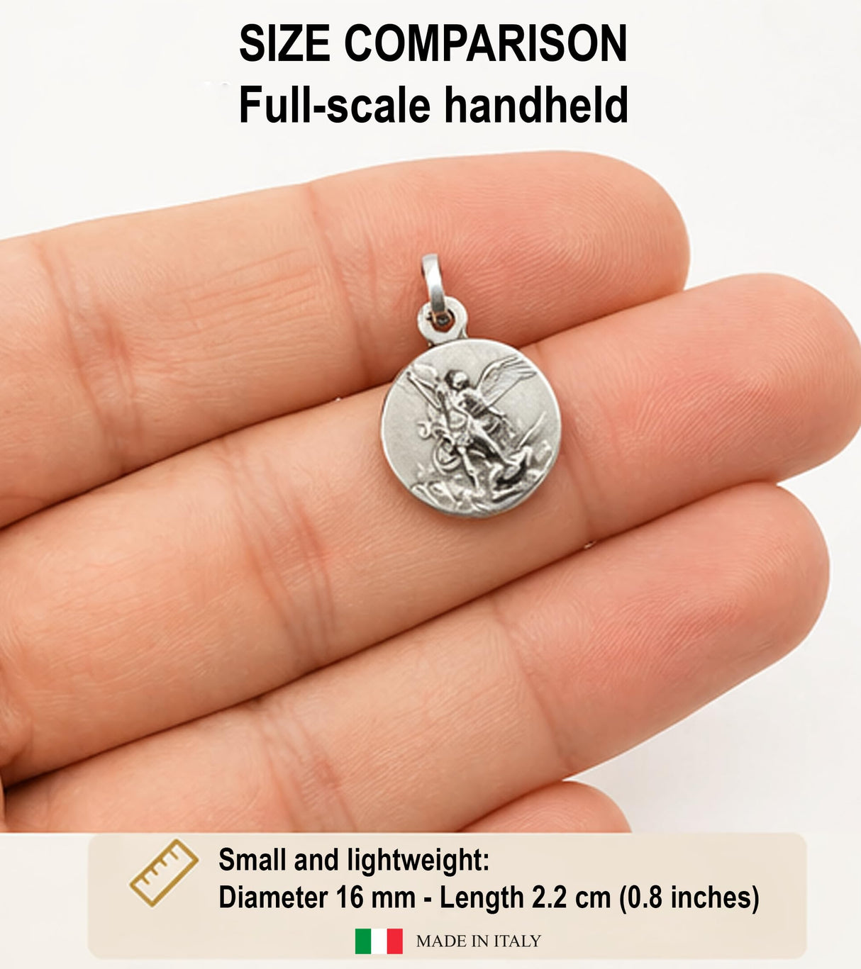 I G J Saint Michael The Archangel Medal - Patron Saint Medal, Small Size, 925 Sterling Silver, Made in Italy