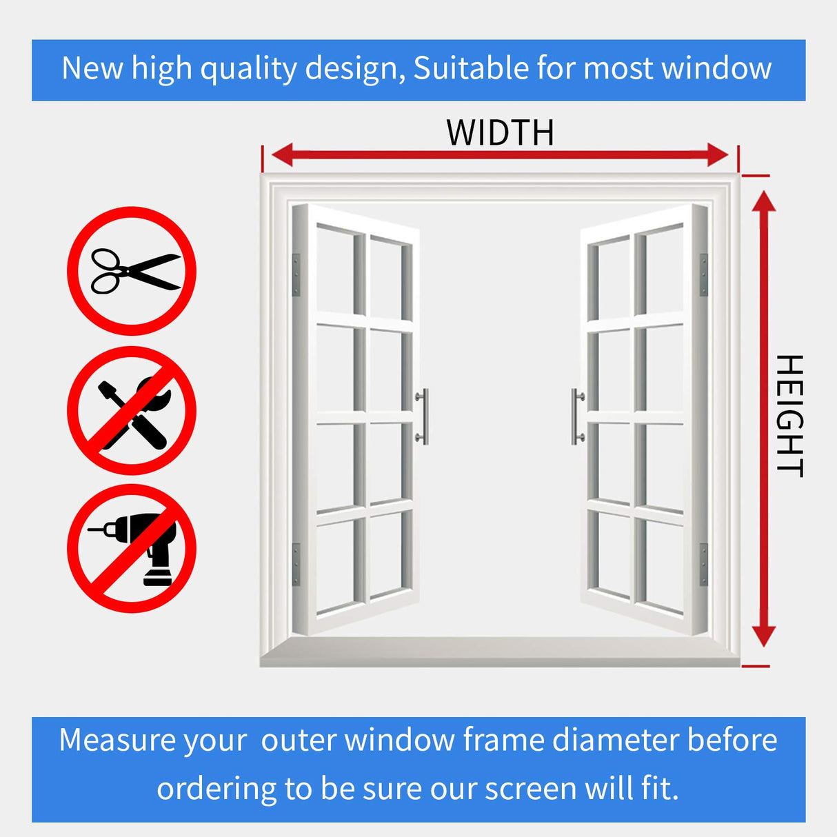 NeatiEase Adjustable DIY Magnetic Window Screen Max 55InchH x 36InchW Fits Any Size Smaller with White Frame Fiberglass Mesh