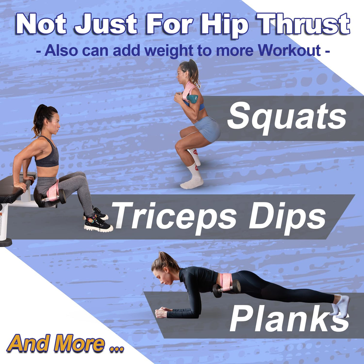 Coniflor Hip Thrust Belt - Adjustable Fitness Belt for Dumbbells, Kettlebells, Weight Plates - Support Up to 100 lbs - Upgrade Slip-Resistant Pad for Safe and Comfortable Glute Workouts at Home or Gym