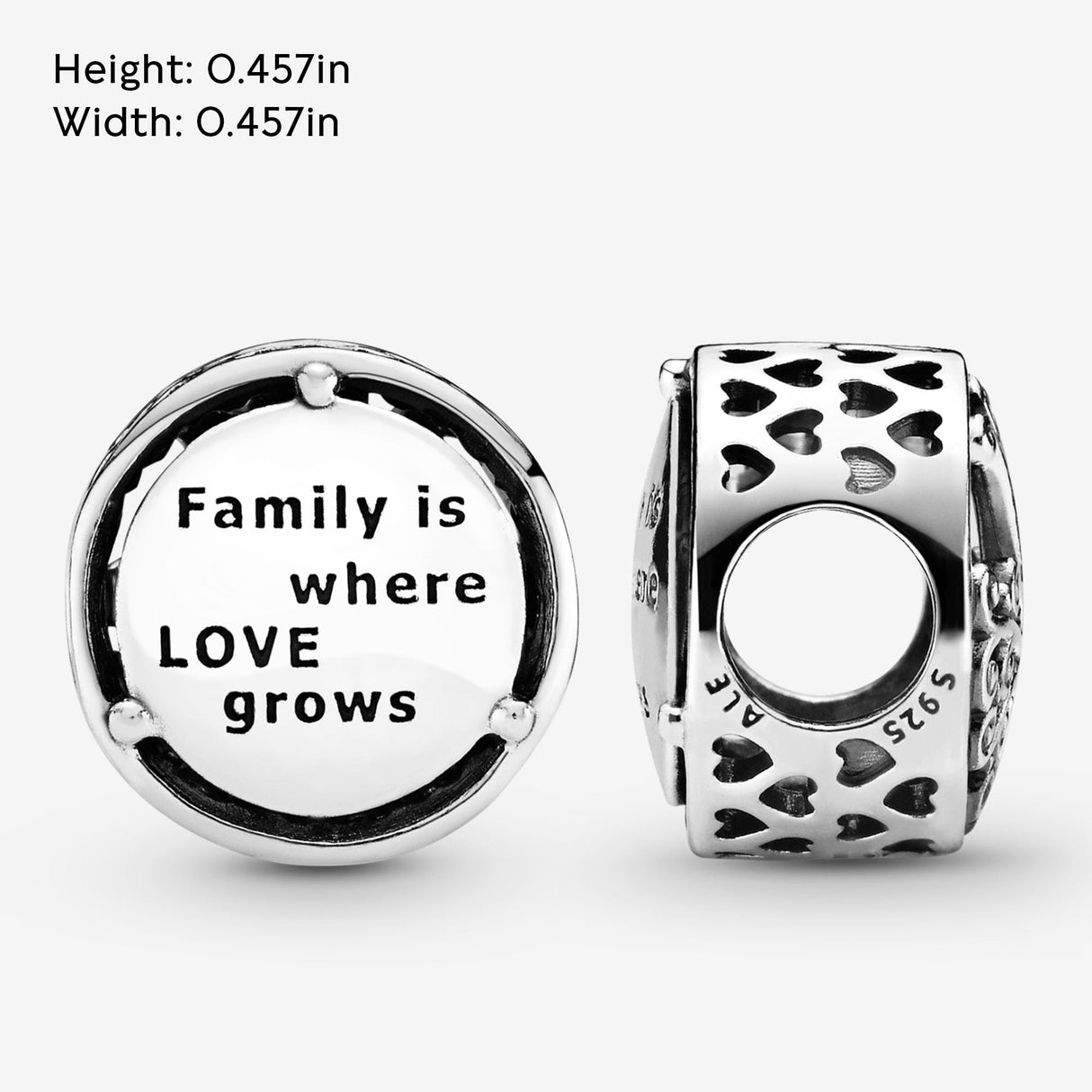 PANDORA Family Tree Charm - Engraved Family Message - Meaningful Keepsake - Jewelry for Women with Gift Box - Compatible Moments Charm Bracelets - Sterling Silver