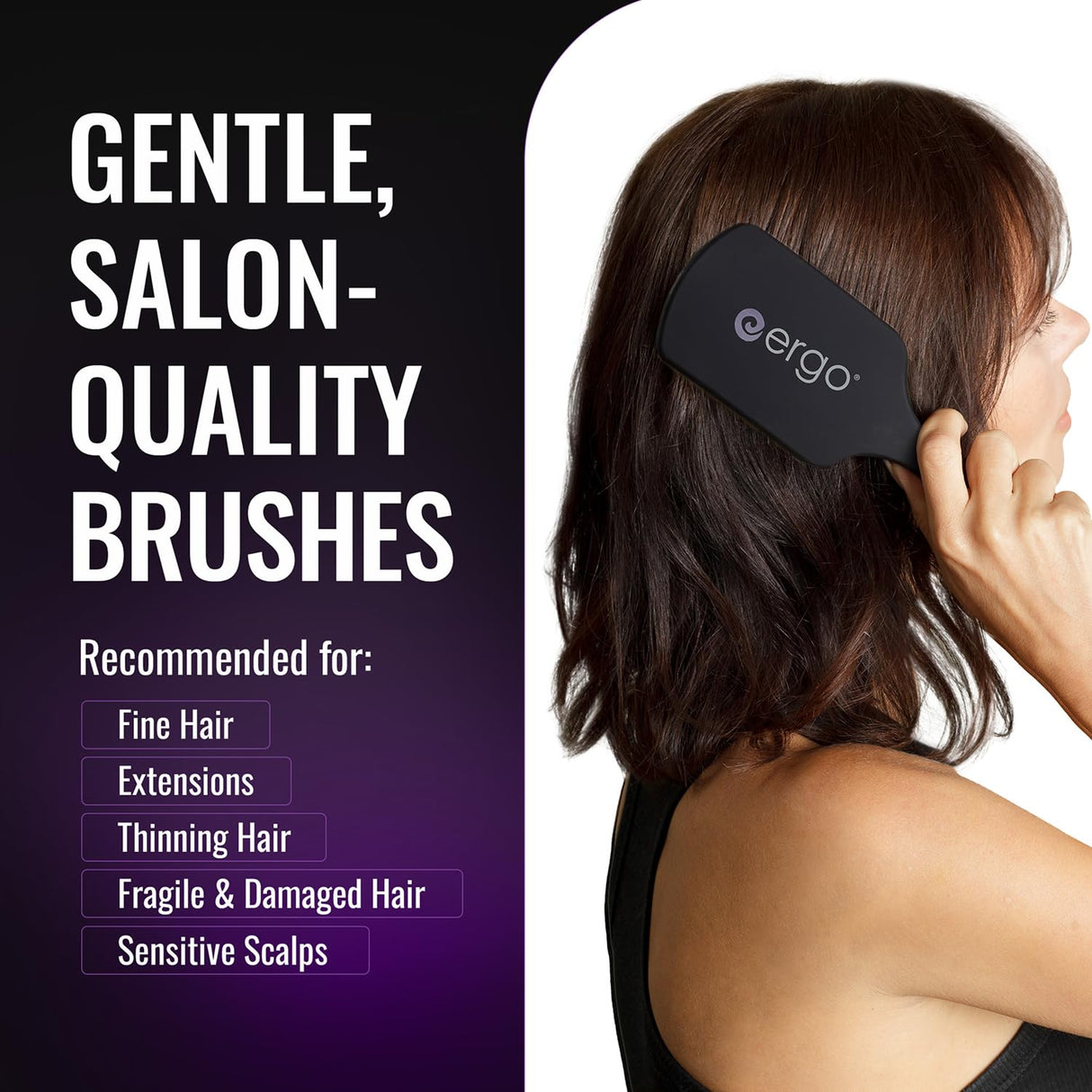 Ergo Super Gentle Mini Paddle Brush for Blow Drying - Hair Brushes for Women with Thick or Thin Hair - Dual Hairbrush for Women - Detangler Hair Brush - Gently Detangles Curly or Wet Hair - ERG1000