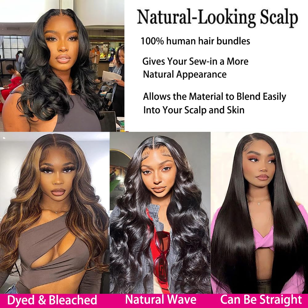 Body Wave Bundles with Closure (20 22 24+18) Brazilian Human Hair 3 Bundles with 4x4 HD Lace Closure 100% Unprocessed Virgin Hair Body Wave Bundles Human Hair Natural Color for Black Women