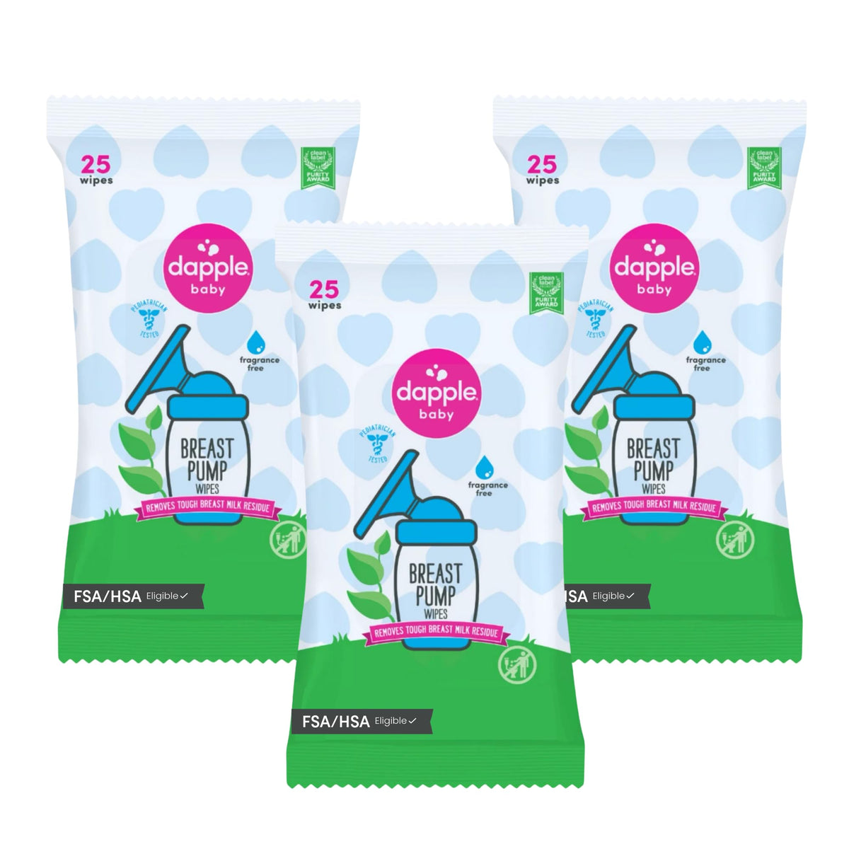 Dapple Baby - Breast Pump Wipes - (3 Pack), 25 Count