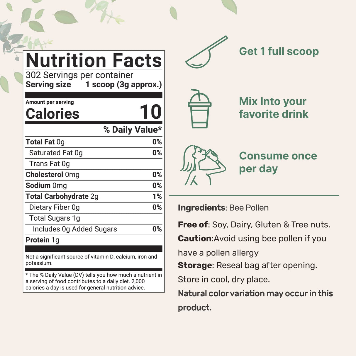 Micro Ingredients Pure Bee Pollen Granules, 2 lb | Fresh Harvest, Raw & Natural Superfood | Rich in B Vitamins, Minerals, Protein & Antioxidants | Keto, Non-GMO