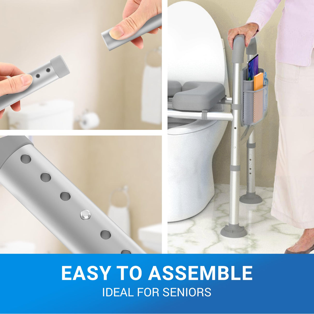 Sliq Toilet Seat Risers for Seniors, FSA HSA Raised Handicap Toilet Seat with Handles Over Toilet, High Capacity Toilet Riser with Handles for Elderly Adults, Handicap, and Pregnant