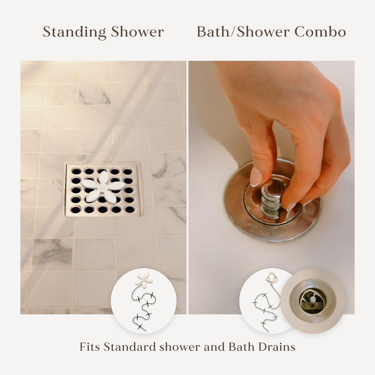 DrainWig Shower Drain Hair Catcher – Disposable Bathroom Hair Trap, Easy to Install in Shower Drain Cover, Helps Prevent Clogs – As Seen on Shark Tank – White Flower (12-Pack)