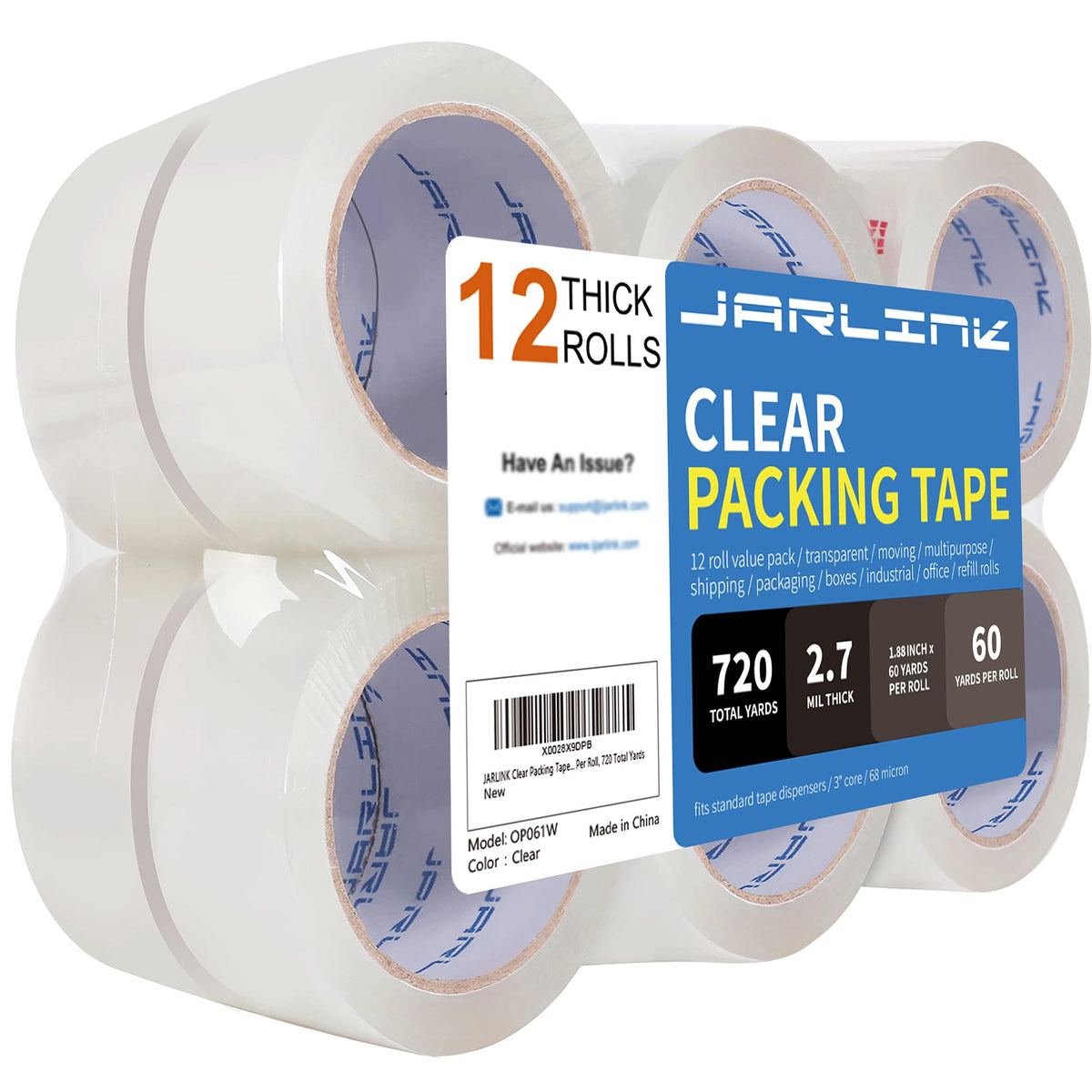 JARLINK 12 Rolls Clear Packing Tape, Heavy Duty Packaging Tape