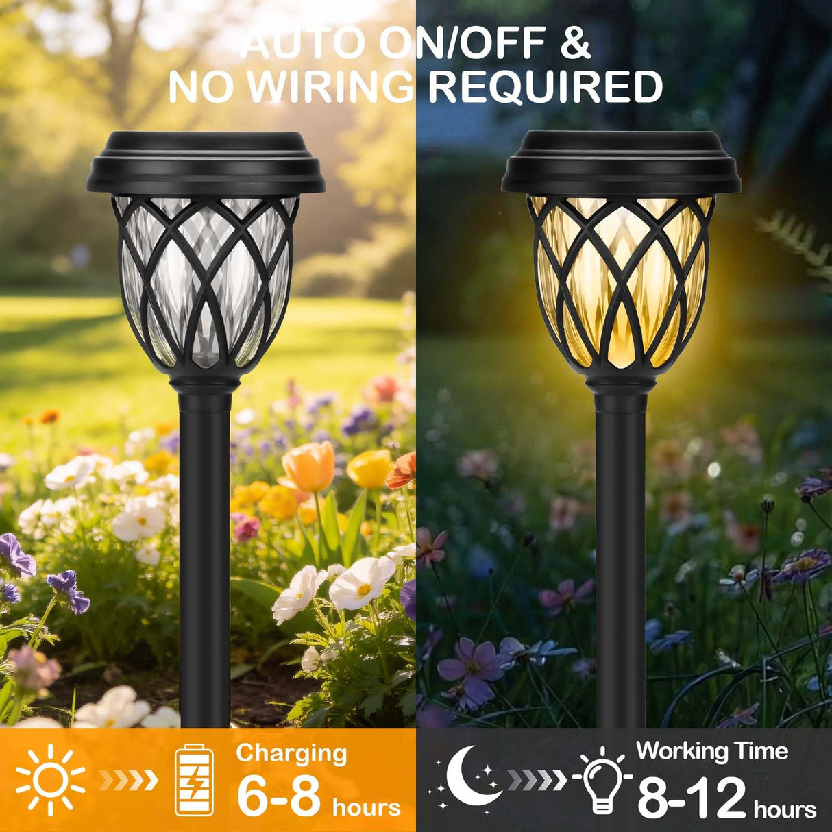 ruhotili Solar Outdoor Lights, Outdoor Waterproof IP65, Bright Powered by Solar Garden Lights for Patio, Yard, Driveway Decoration (8 Pack