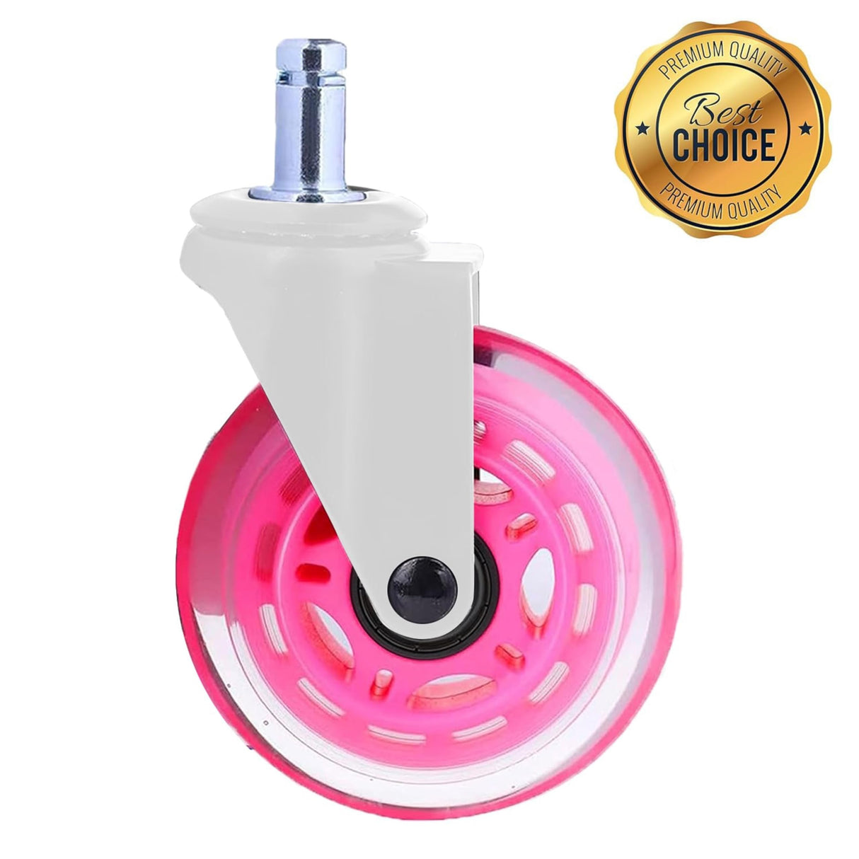 Office Chair Wheels - Set of 5 Rollerblade-Style Casters, Smooth & Quiet Rolling, Protects Hardwood Floors & Carpets, Universal Fit, Durable and Long-Lasting - Pink