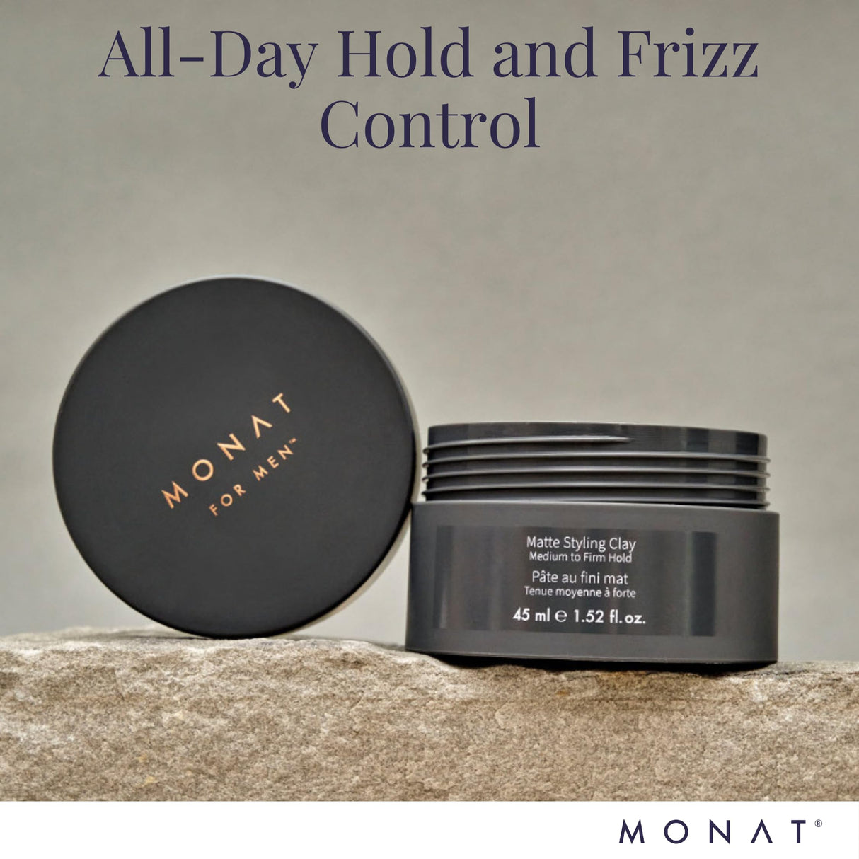 MONAT Matte Styling Clay for Men - Water and Clay-Based Hair Paste to Create Thicker-Looking Hair, Easy-to-Shape Net Wt. 45 ml / 1.52 fl. oz.