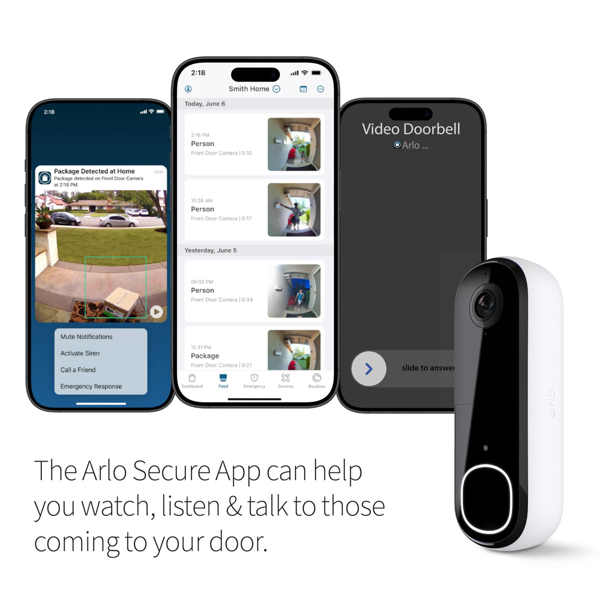 Arlo Video Doorbell 2K (2nd Gen, Latest Release), Wireless or Wired Option, 2-Way Audio, Night Vision, Head to Toe Video View, Package Detection, Person & Vehicle Recognition, 1-Month Secure Plan