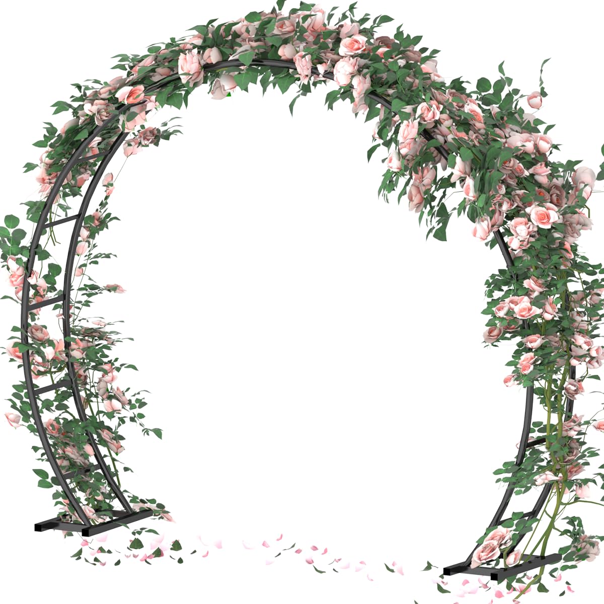 Queension 8Ft Wide 7Ft High Metal Wedding Arch for Ceremony Party, Black