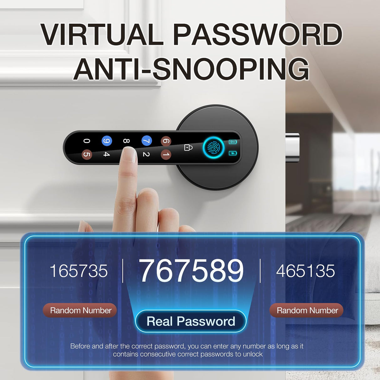 Fingerprint Door Lock- Smart Door knob,biometric Door Lock,with passcode keypad keyless Entry Door Handle,for Bedroom Home Hotel Office Apartment (Black with APP)