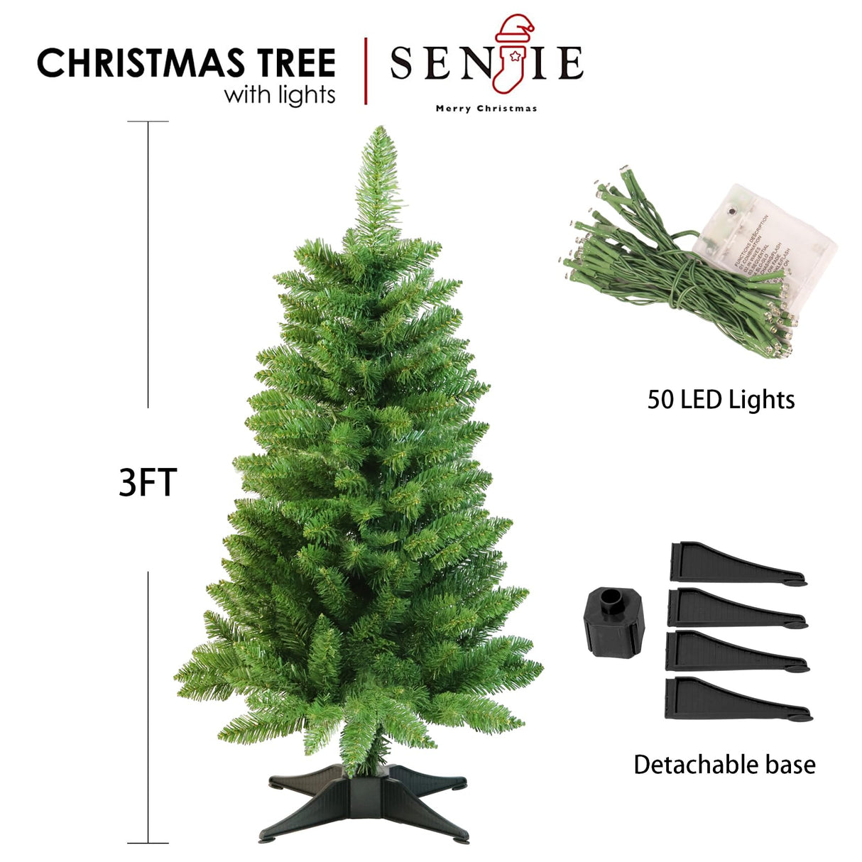 Small Christmas Tree 3FT Artificial Desktop Xmas Tree for Holiday Decor 160 Branch Tips,Green