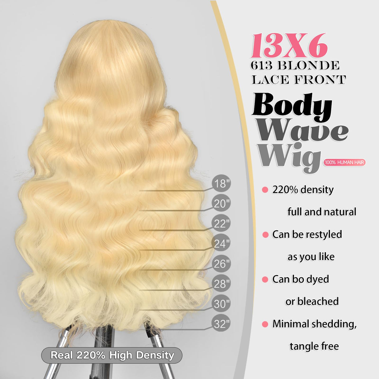 Alimubi 613 13x6 Lace Front Wig Human Hair 200 Density 613 Lace Front Wig Human Hair 30 Inch Body Wave Blonde Wig Human Hair(30 Inch)